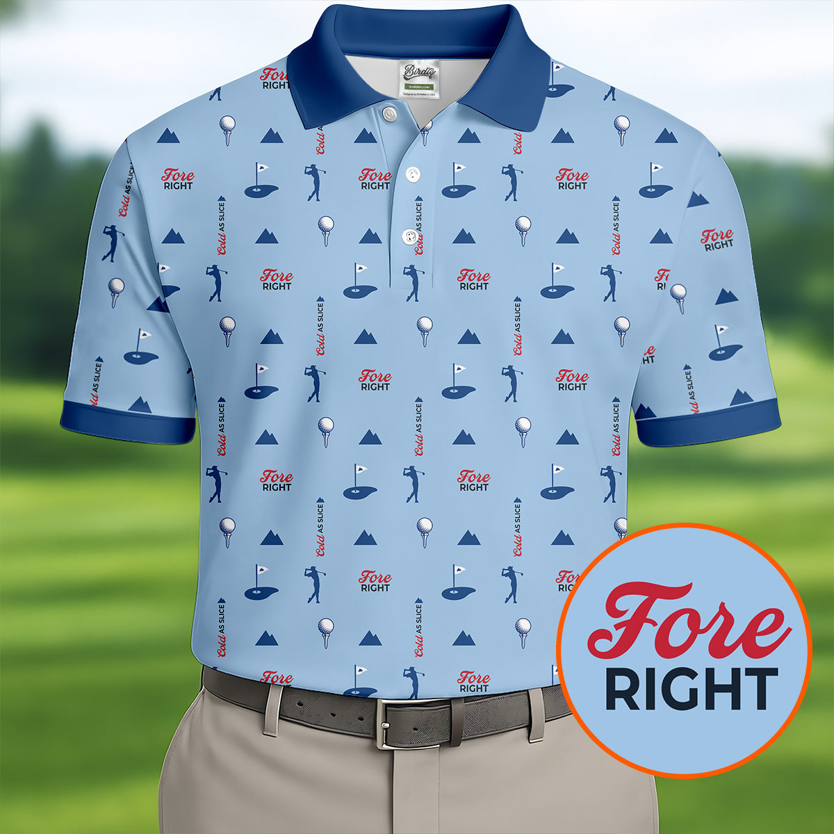 Fore Right Cold As Slice Golf And Beer Golf Shirts For Men, Polo Shirts For Men, Golfing Apparel