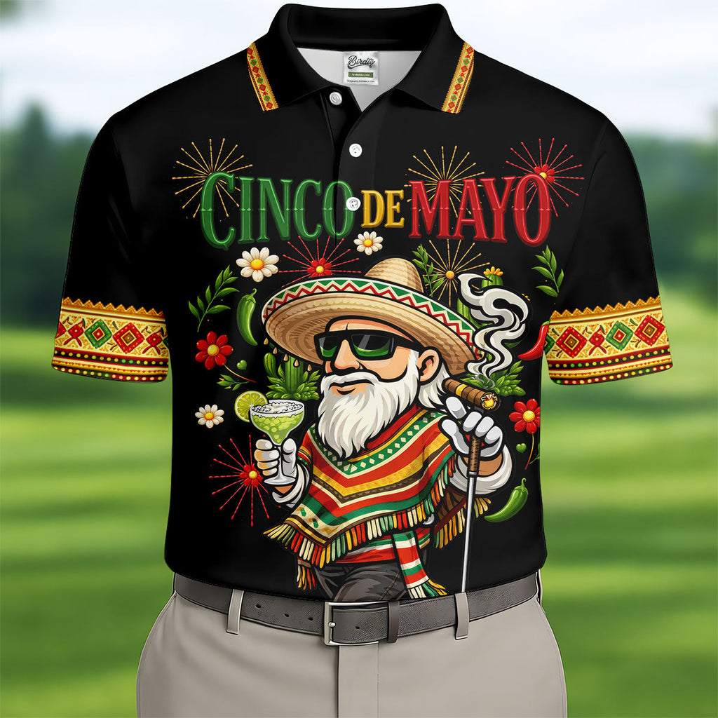 Margarita Man Cinco De Mayo Celebration Black Golf Shirt, Fiesta Theme Golf Shirts For Men