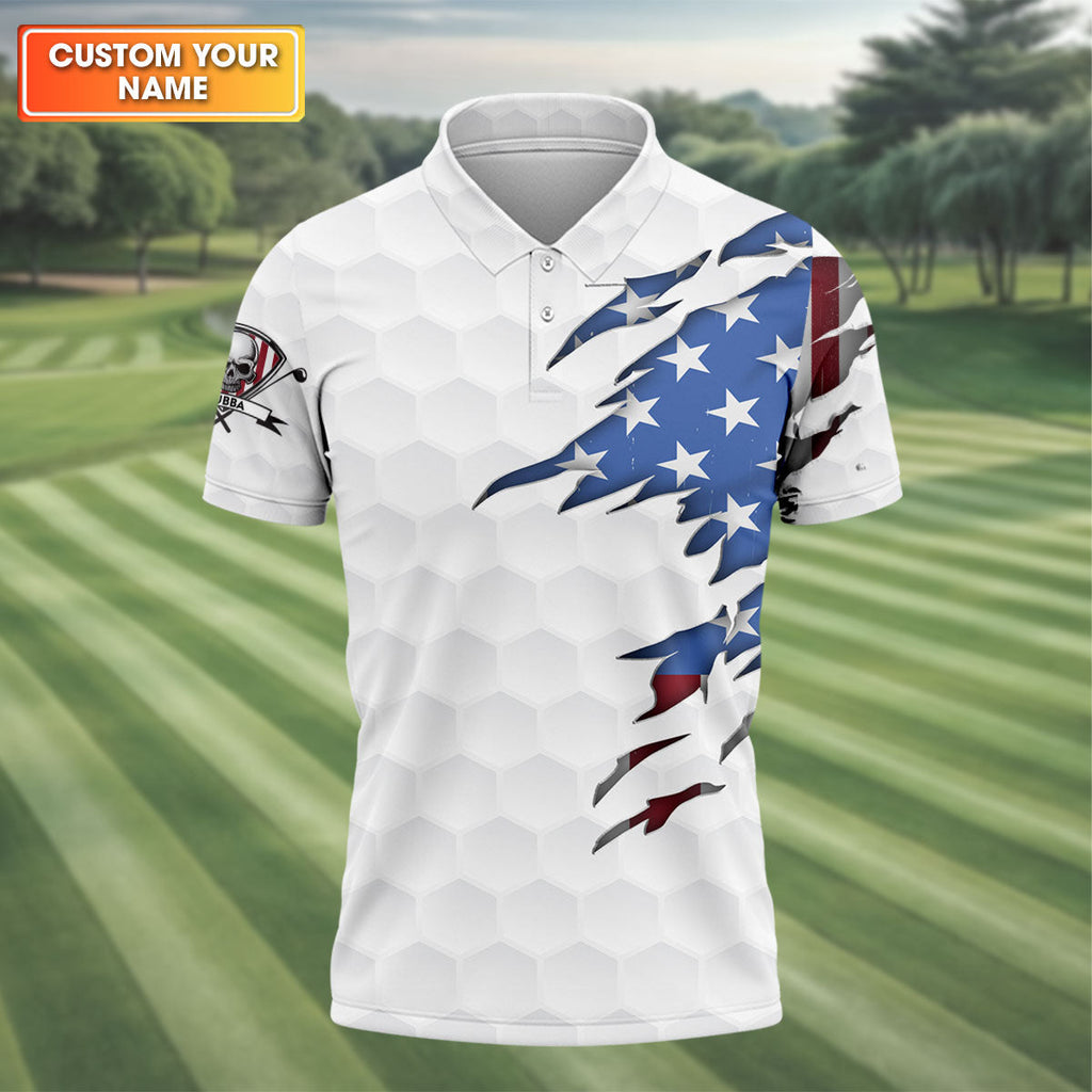 America Skeleton Golf Polo ShirtGolfing Apparel, America 250 Anniversary Golf Clothing, Mens Golf Gift