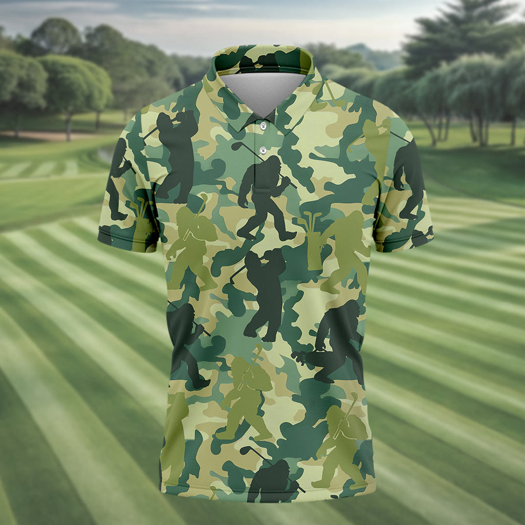 Bigfoot Sasquatch Men's Golf Polo ShirtFunny Golf Shirt, Gift For Golfers