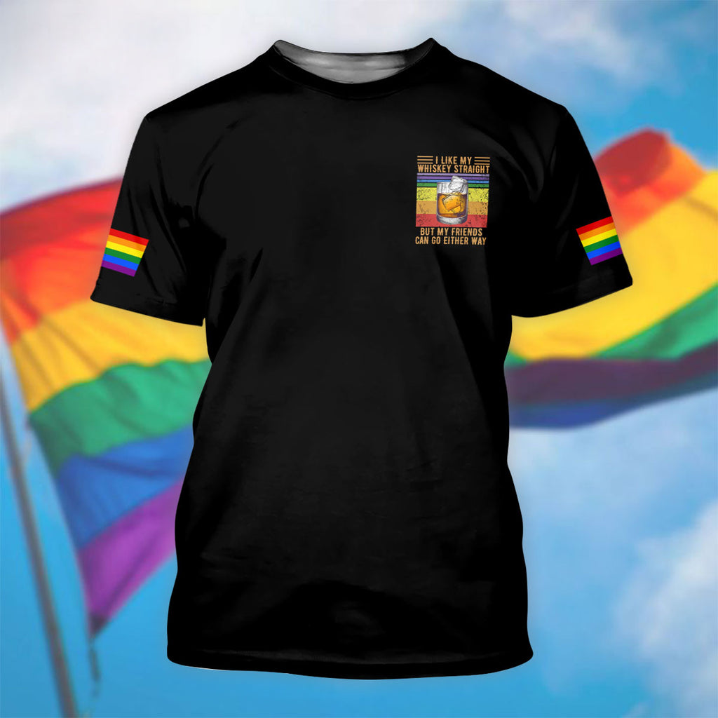 I Like My Whiskey Straight LGBT Pride Month Men's Funny Golf Shirts, LGBT Support Pride Shirt