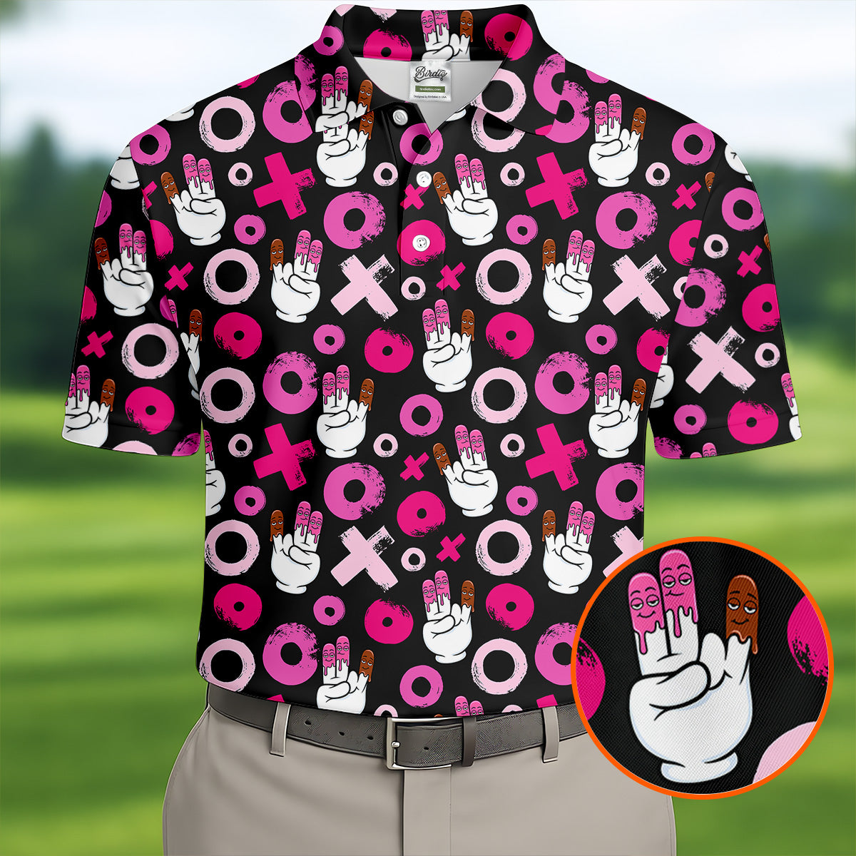Chocolate Fingers Adult Humor XOXO Fun Golf Shirts For Men, Valentines Golf Gift, Polo Shirts For Men