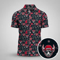 Fighting Bull Deep Steel Blue Battle Red Sport Polo, American Football League Gift Ideas For Football Fans