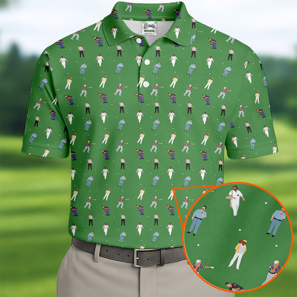 Sports Comedy Characters Golf Pose Green Golf Shirt, Golf Shirts For Men, Polo ShirtFor Men