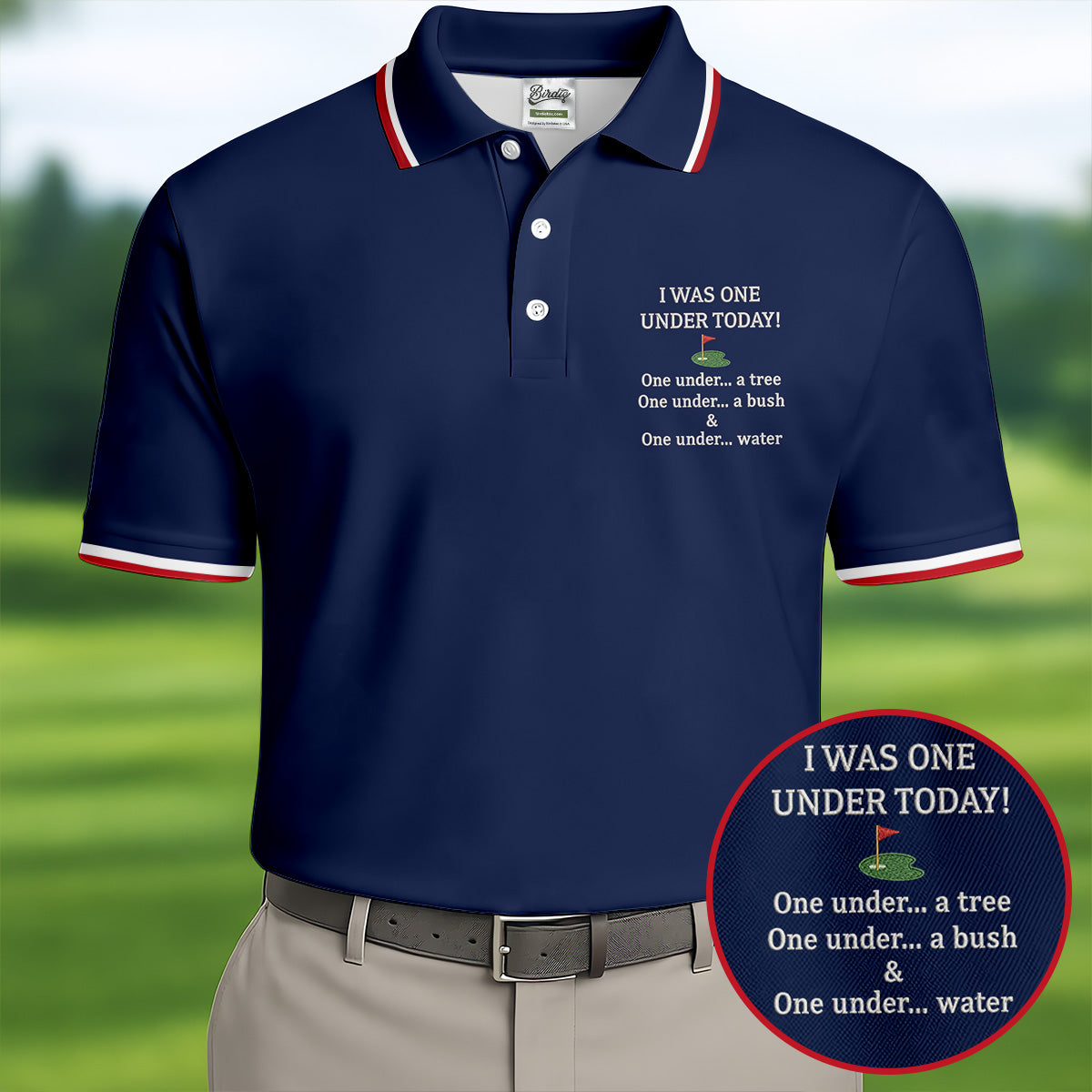 I Was One Under Today Navy Golf Shirt, Funny Golf Shirt, Golf Shirts For Men, Polo Shirts For Men