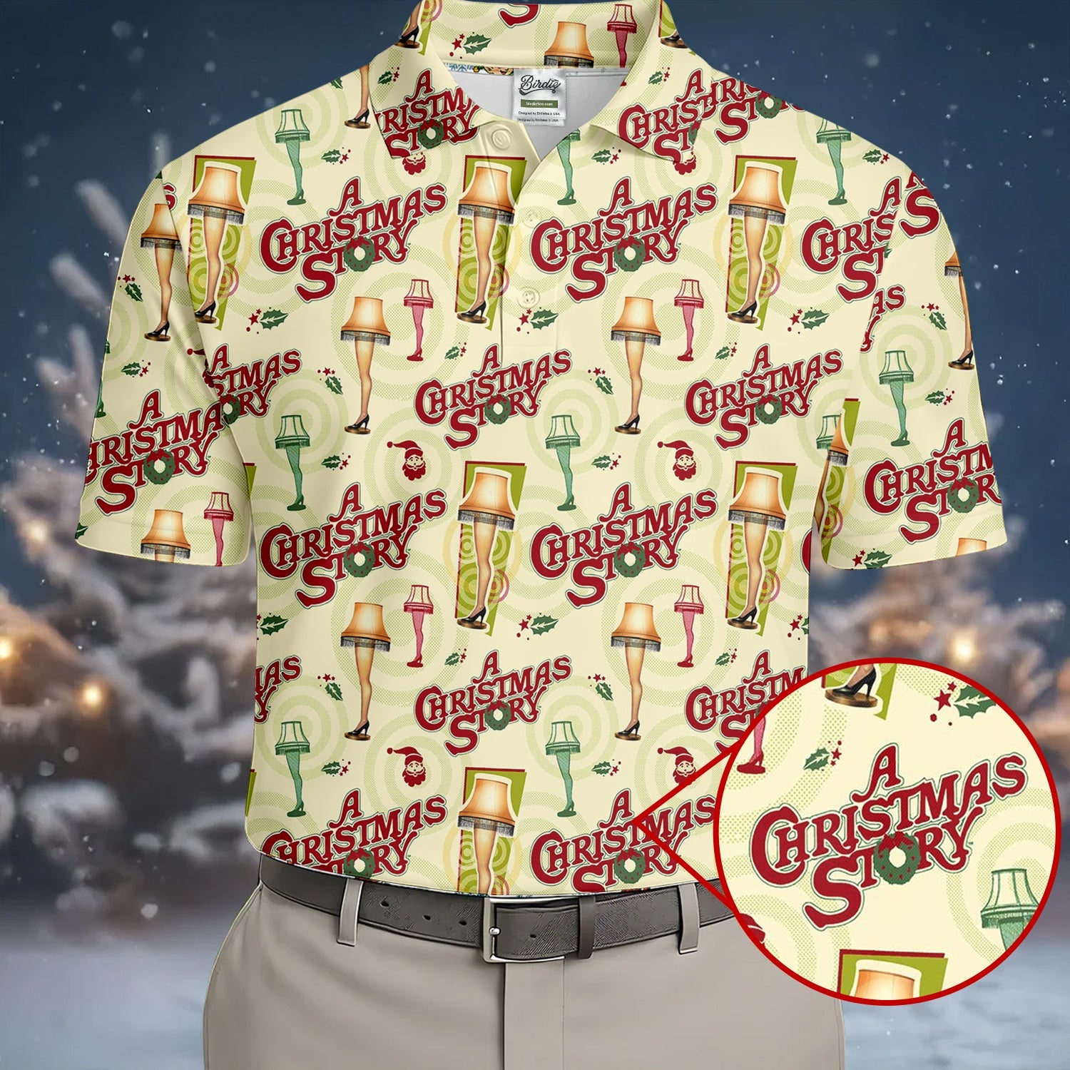 Christmas Story Leg Lamp Golf Tops For Men, Fun Golf Shirts For Men, Christmas Golf Shirt, Polo ShirtFor Men