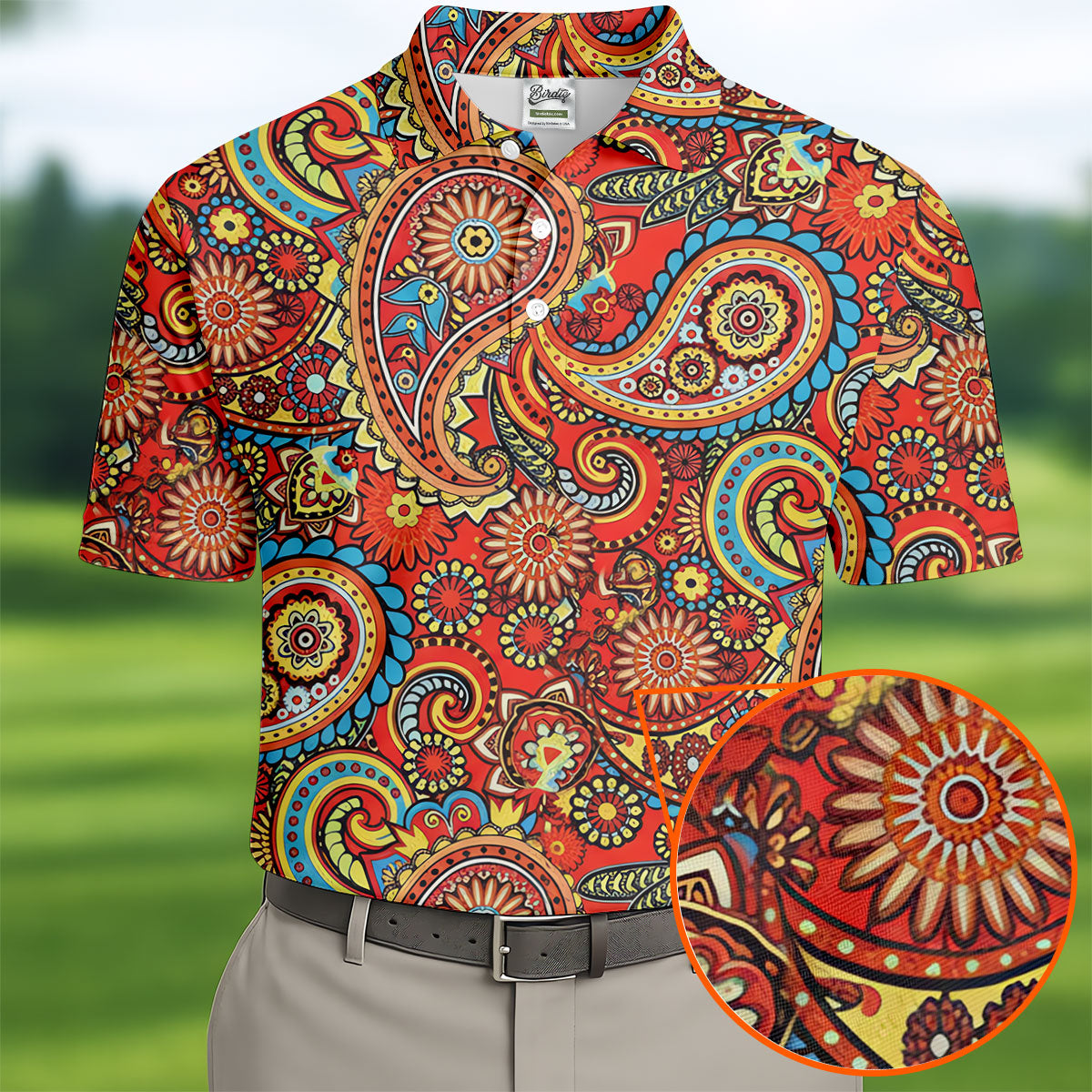 Paisley Design Golf Tops For Men, Boho Pattern Golf Shirts For Men, Polo Shirts For Men