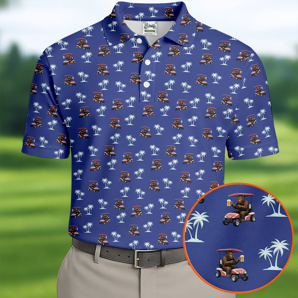 Sasquatch Beer Golf Tropical Golf Shirt, Men's Funny Golf Shirts, Golf Shirts For Men, Polo Shirts For Men