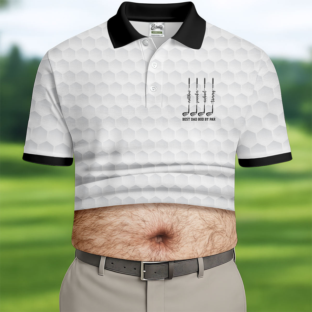 Best Dad Bod By Par White Men's Funny Golf Polo Shirts, Father's Day Golf Shirt, Golf Gift For Dad