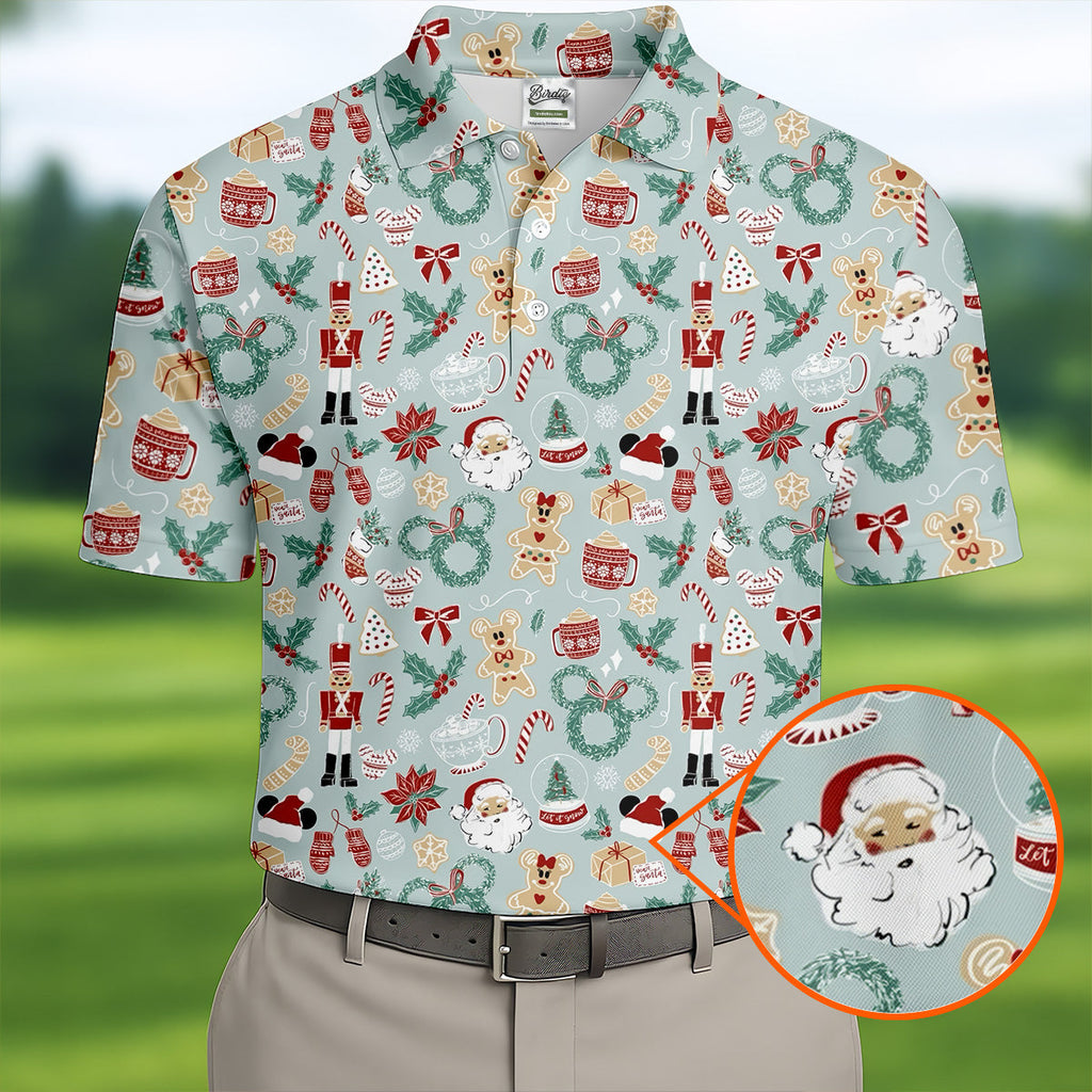 Cute Cartoon Christmas Sweets Golf Tops For Men, Christmas Golf Shirt, Polo Shirts For Men, Golf Gift For Men