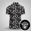 Pirate Black Silver White Sport Polo, American Football League Gift Ideas For Football Fans