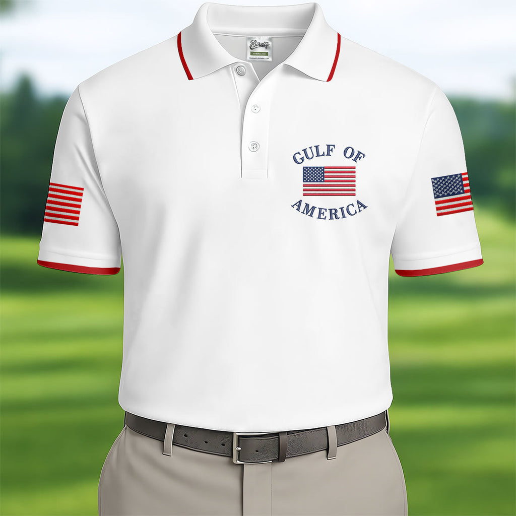 Gulf Of America Patriotic Golf Shirt, 4th Of July Golf Shirt, 250 Years Polo Shirts For Men
