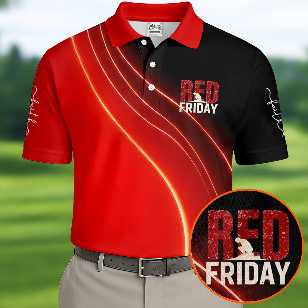 Red Friday Red Black Gradient Faith 4th Of July Golf Shirt, 250 Years Polo Shirts For Men