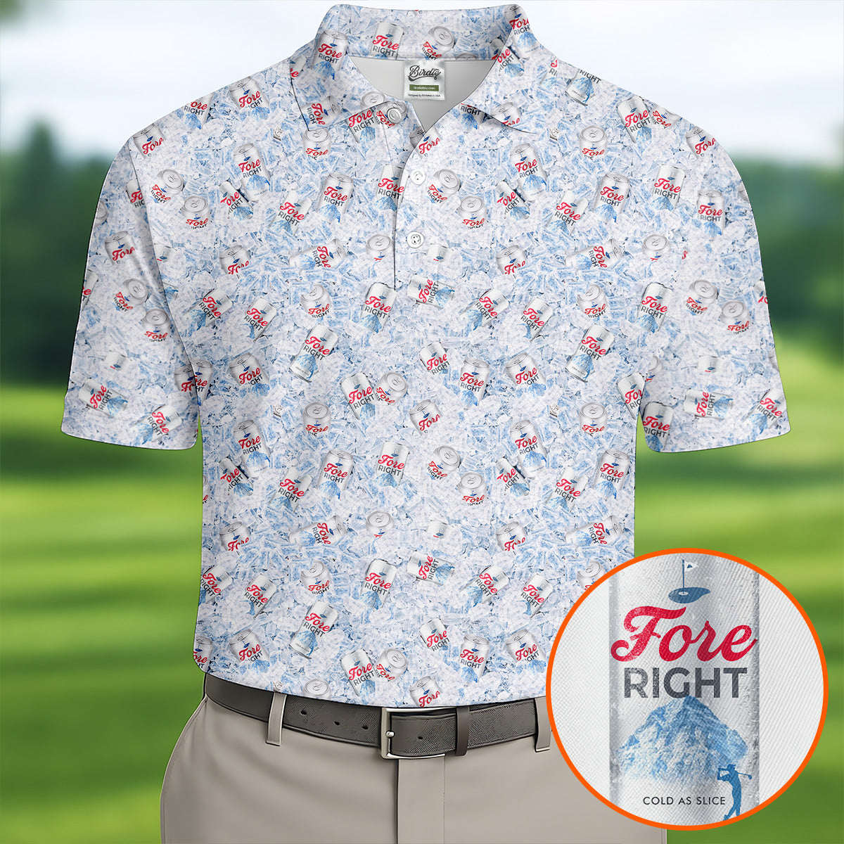 Fore Right Cold As Slice Golf And Beer Men's Funny Golf Shirts, Golf Shirts For Men