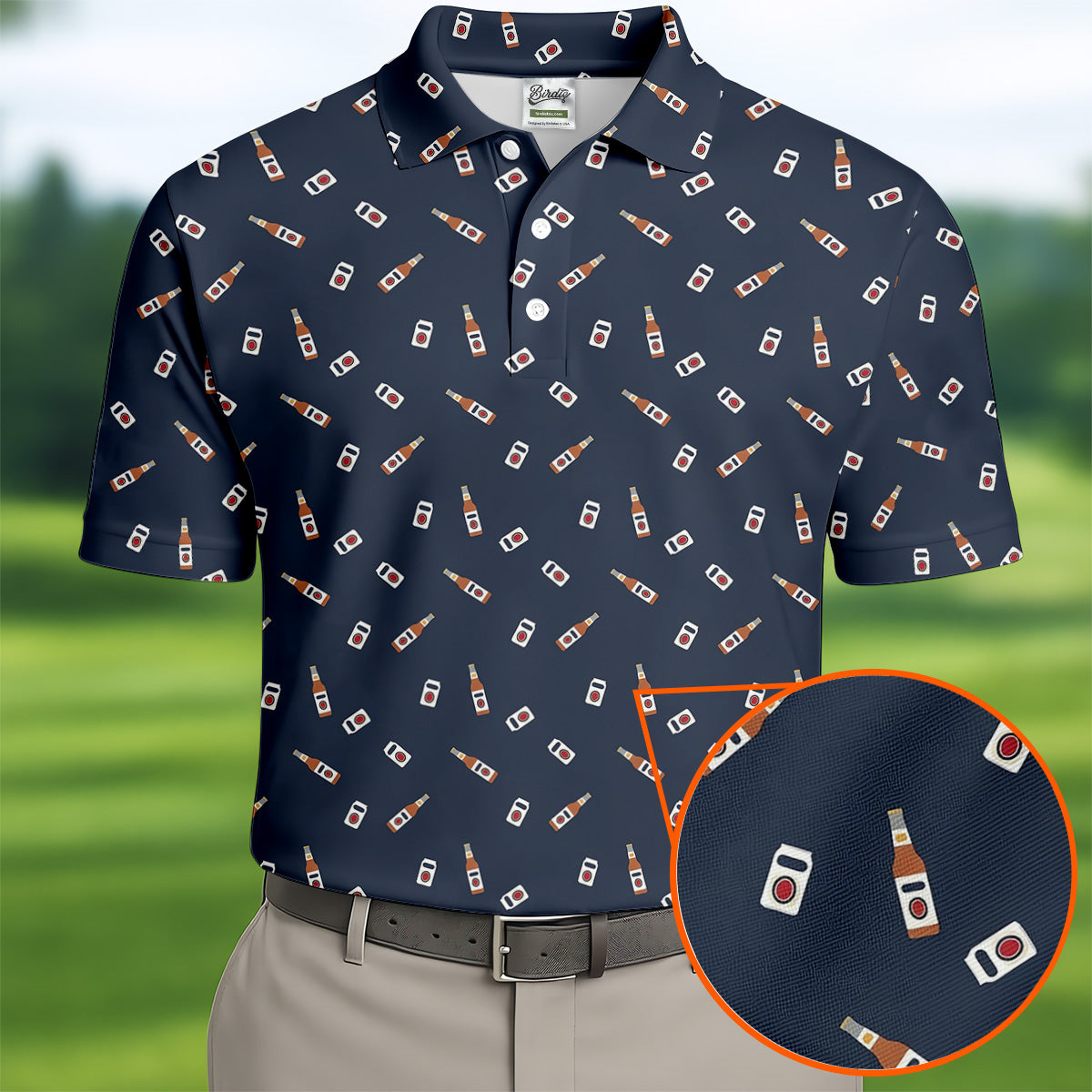 Golf And Beer Navy Golf Shirt, Men's Funny Golf Shirts, Golf Tops For Men, Golf Shirts For Men