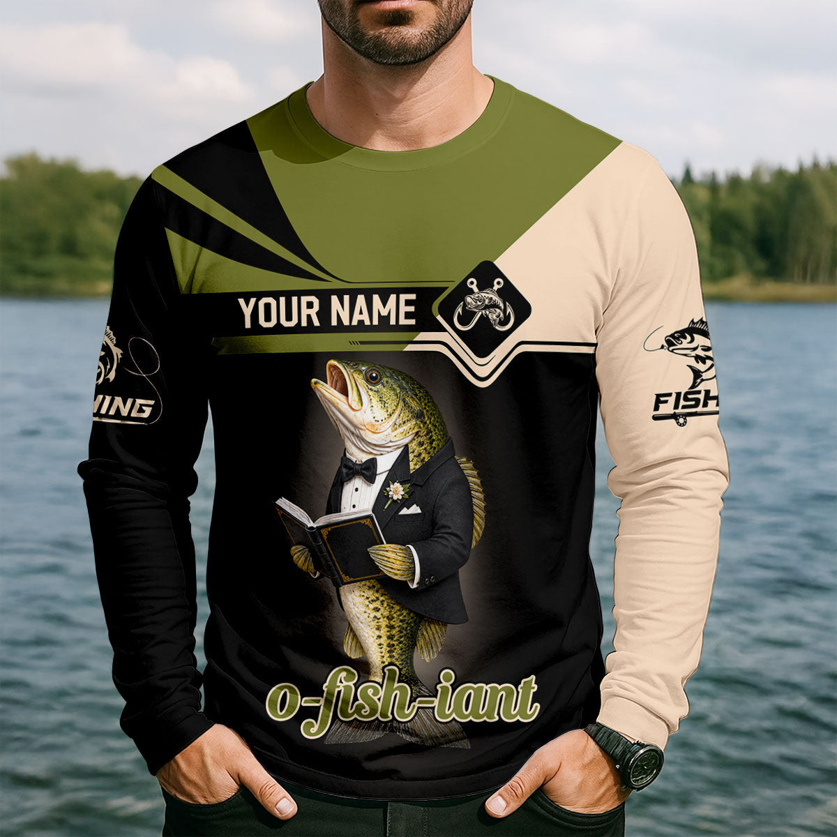 O Fish Iant Wedding Bass UPF Shirt, Long Sleeve Fishing Shirt, Fishing Shirts For Men