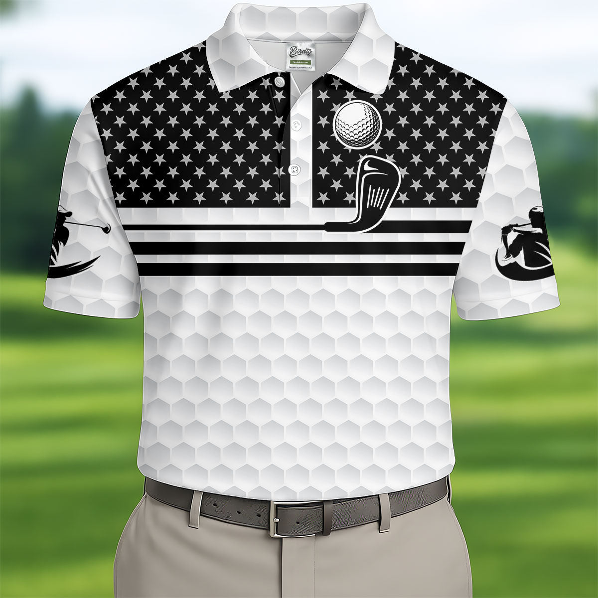 Best Dad By Par US Flag Pattern Dad Golf Shirt, Father's Day Golf Gift, Polo Shirts For Men