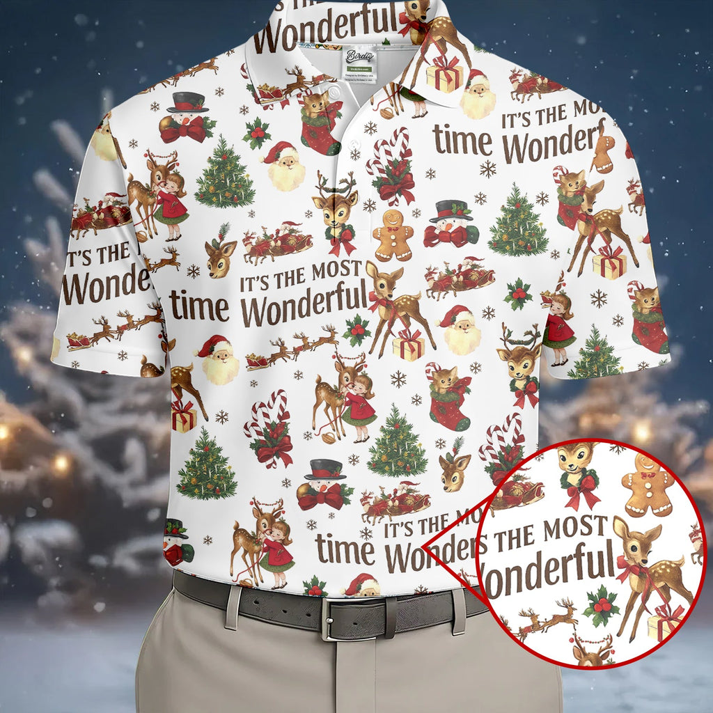 It's The Most Wonderful Time Christmas Golf Shirt, Cute Golf Outfit, Polo Shirts For Men, Golf Gift For Men