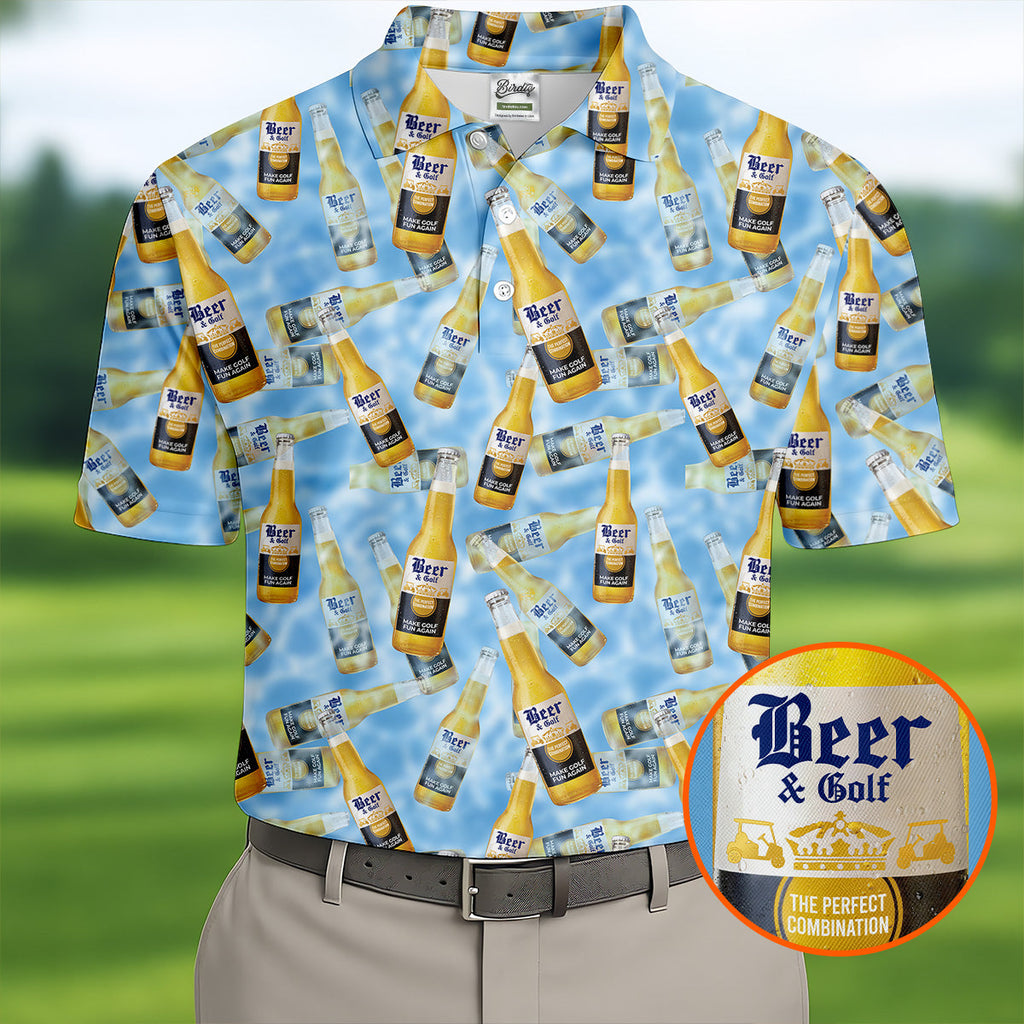 Beer And Golf The Perfect Combination Men's Funny Golf Shirts, Golf Shirts For Men, Polo Shirts For Men