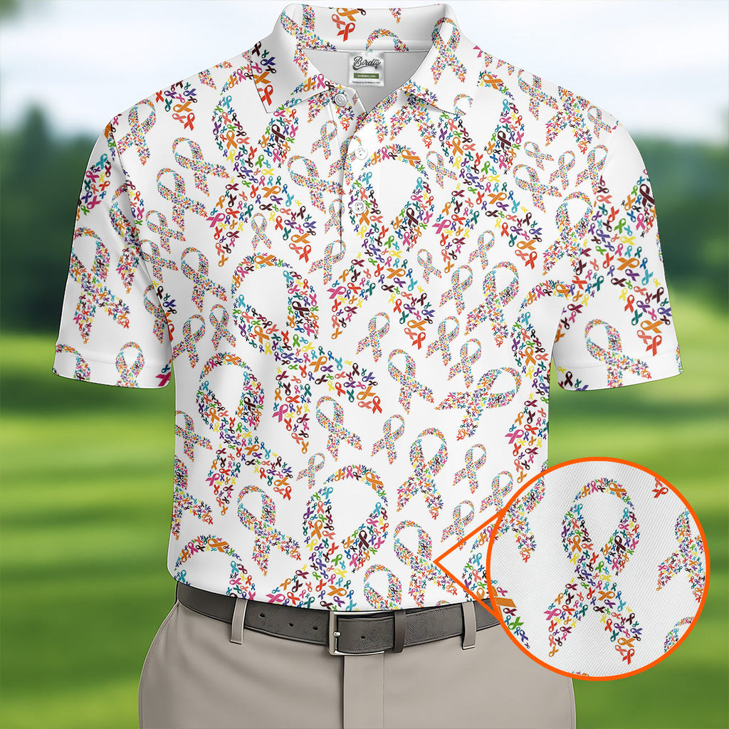 Cancer Awareness Men's Golf Shirt, Cancer Survivor Shirt, Golf Polo Shirts, Golf Gift For Men