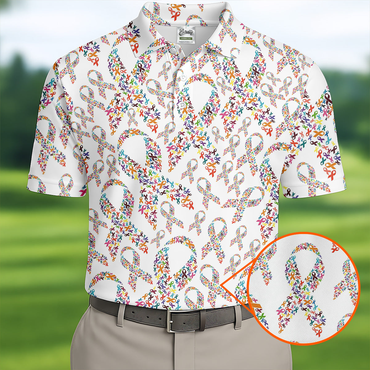 Cancer Awareness Men's Golf Shirt, Cancer Survivor Shirt, Golf Polo Shirts, Golf Gift For Men