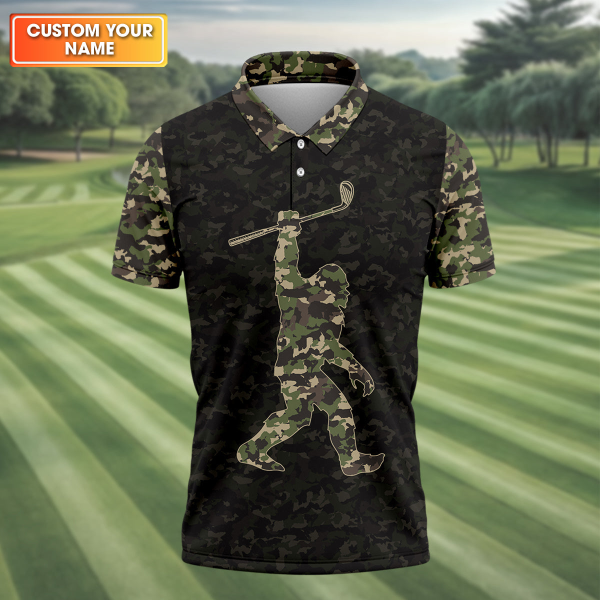 Funny Bigfoot Men's Golf Polo ShirtMens Golf Shirt, Funny Golf Shirt, Gift For Golfers