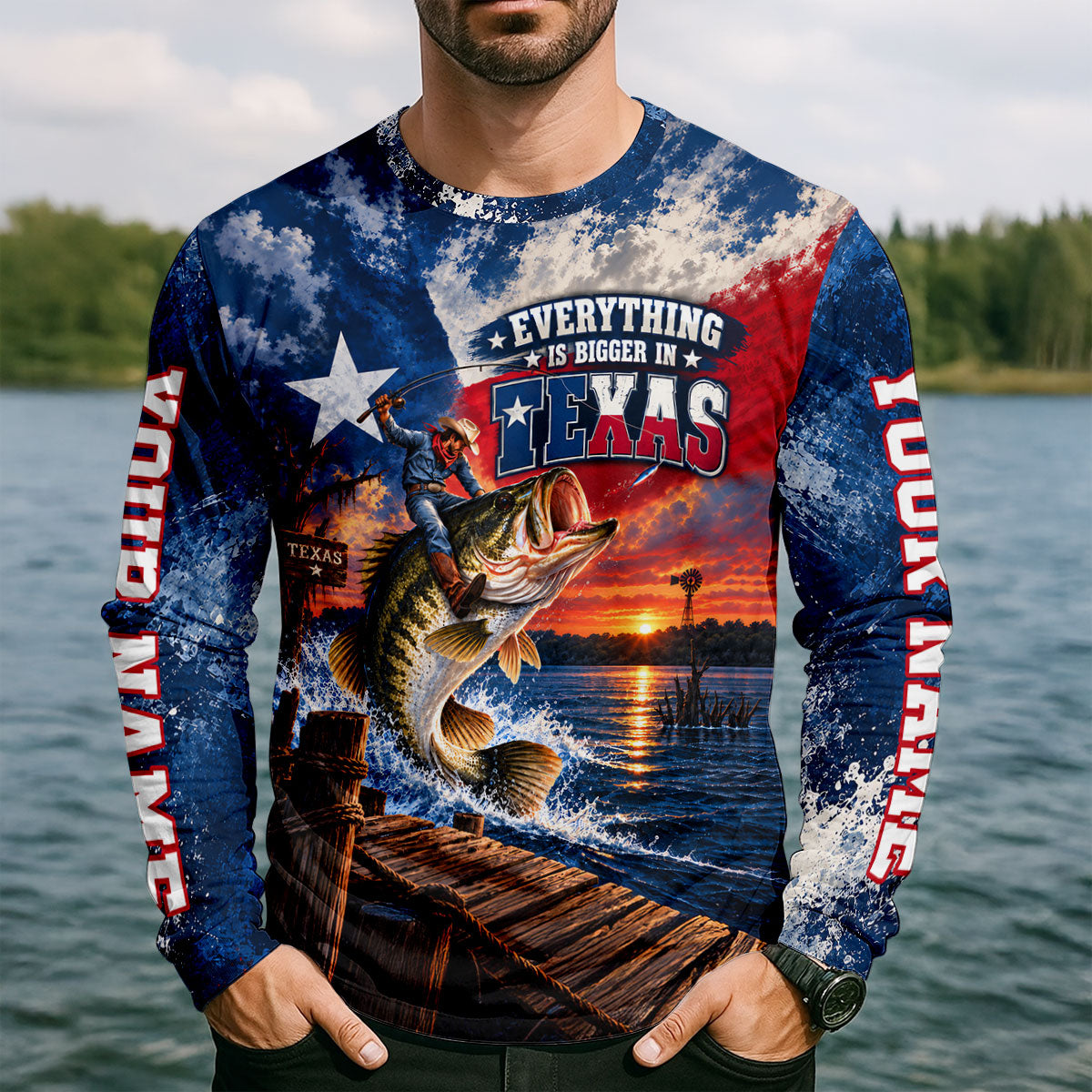 Everything Is Bigger In Texas Bass Fishing UPF Shirt, Mens Fishing Shirt, Fishing Apparel