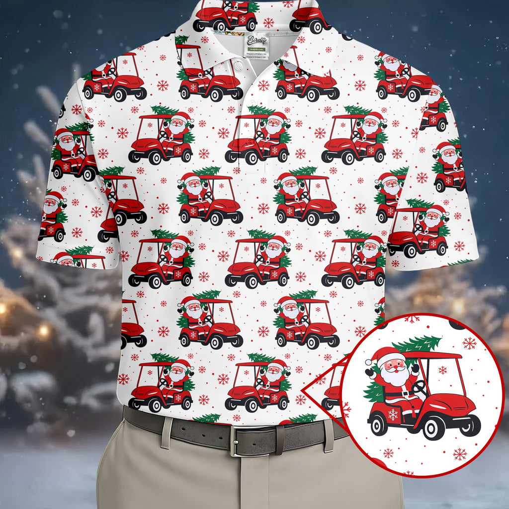 Santa Claus Golf Cart Fun Golf Shirts For Men, Christmas Golf Shirt, Polo Shirts For Men, Golf Gift For Men