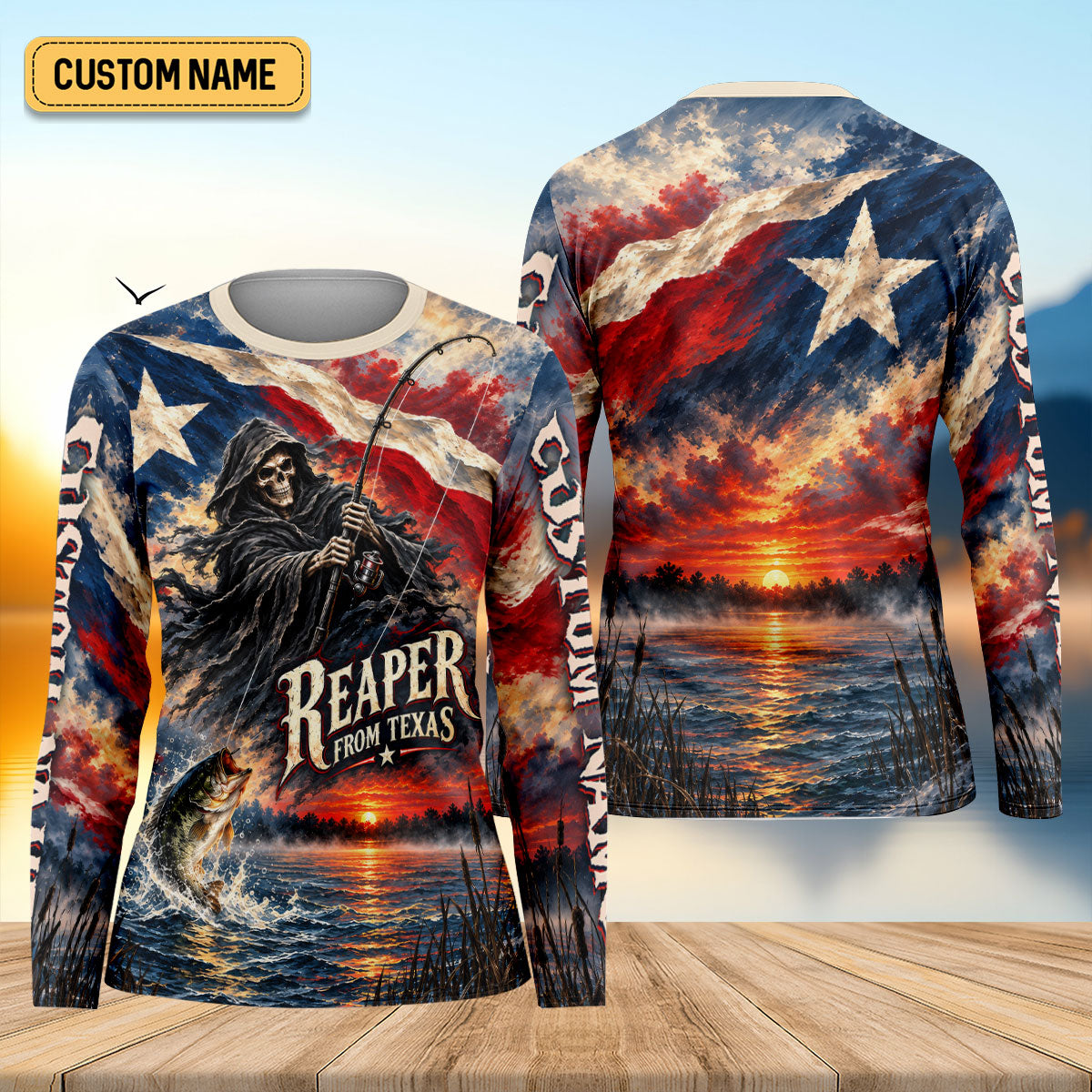 Reaper From Texas Bass Fishing UPF Shirt, Fishing Jersey, Fishing Apparel For Women