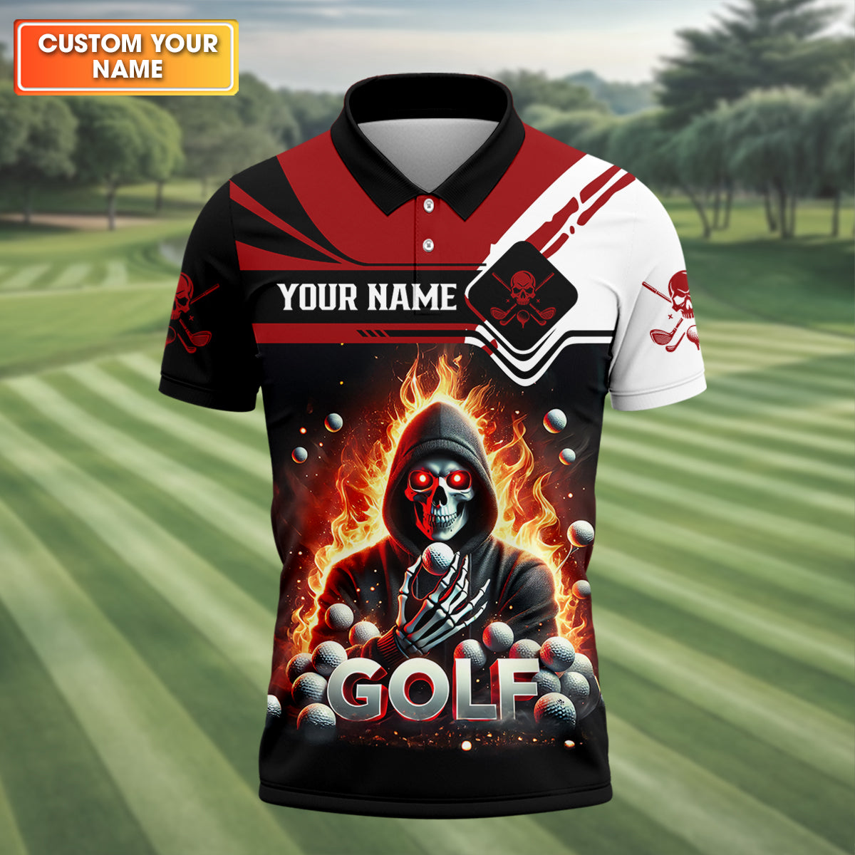 It Takes A Lot of Balls to Golf Like I Do Custom Funny Skull Golf Polo Shirt, Dad Golf Gifts