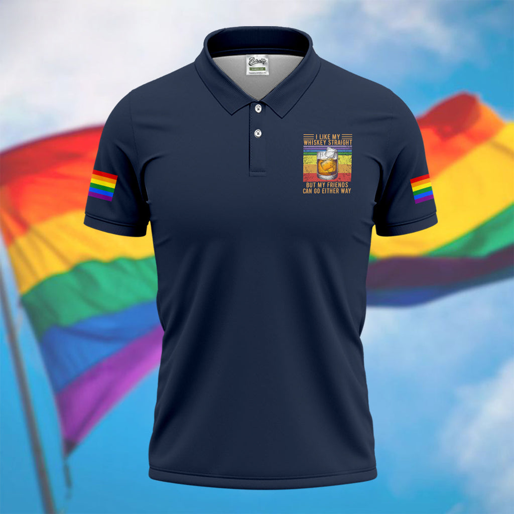 I Like My Whiskey Straight LGBT Pride Month Men's Funny Golf Shirts, LGBT Support Pride Shirt