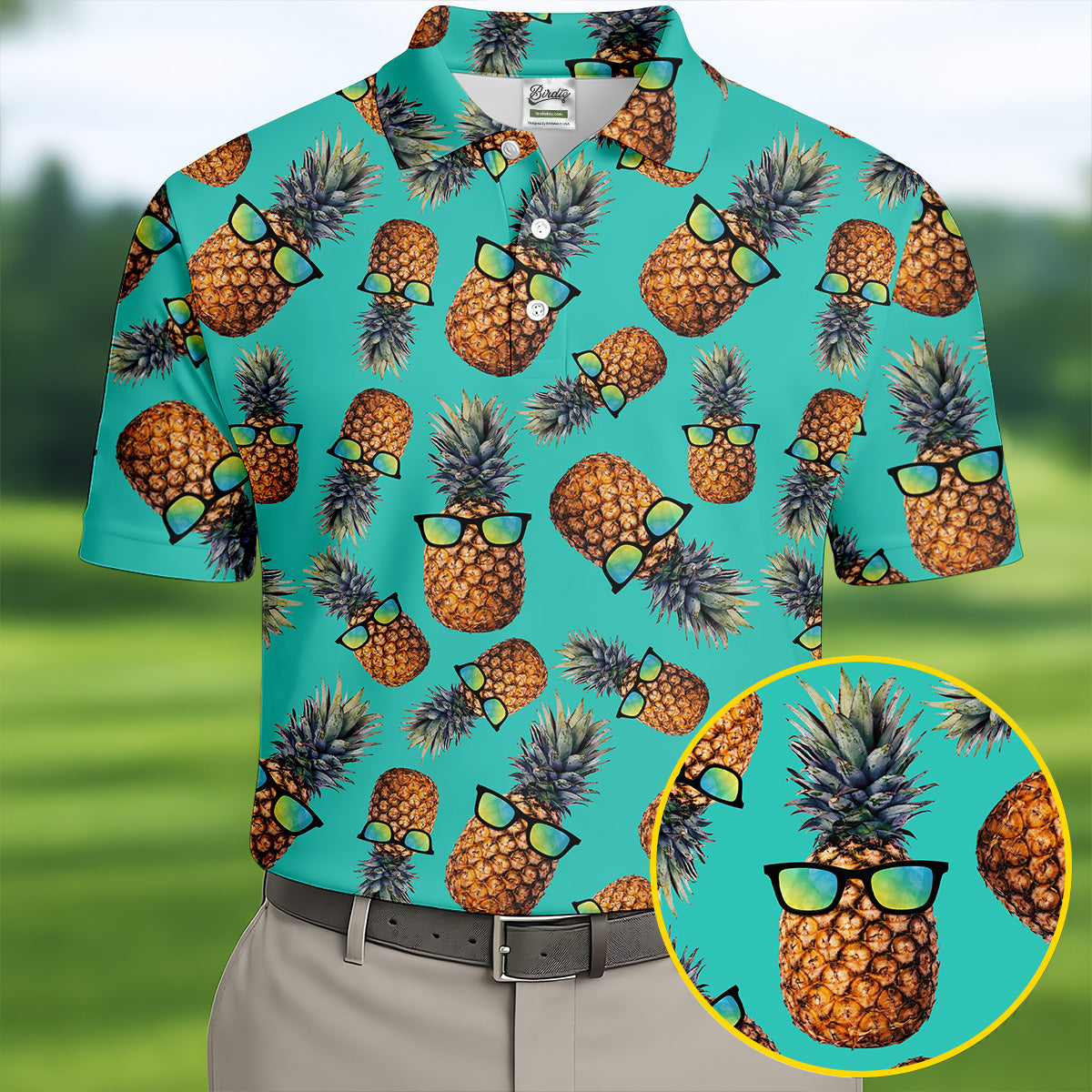 Cool Pineapple Tropical Theme Hawaiian Golf Shirt, Polo Shirts For Men, Golfing Apparel