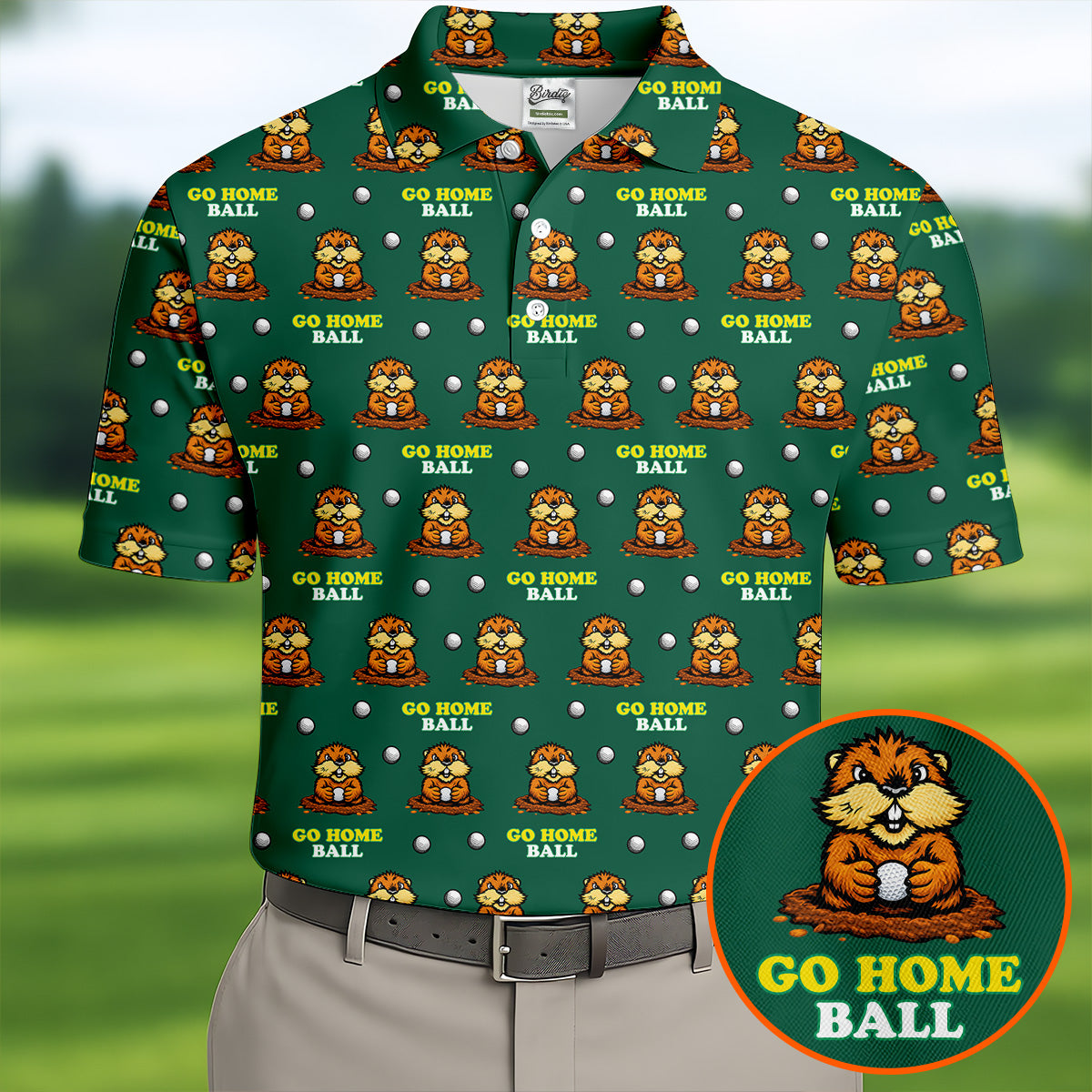 Go Home Ball Funny Groundhog Men's Golf Polo Shirts, Golf Shirts For Men, Polo Shirts For Men