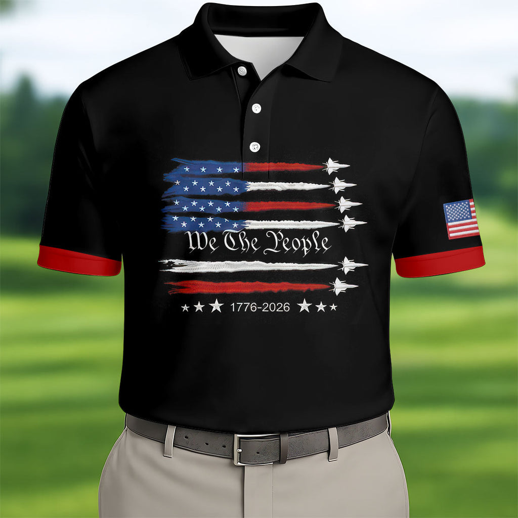 Independence Day Flag We The People Golf Shirt, Patriotic 4th Of July Golf Shirts For Men