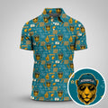 Anthropomorphic Jaguar Teal Black Gold Sport Polo, American Football League Gift Ideas For Football Fans