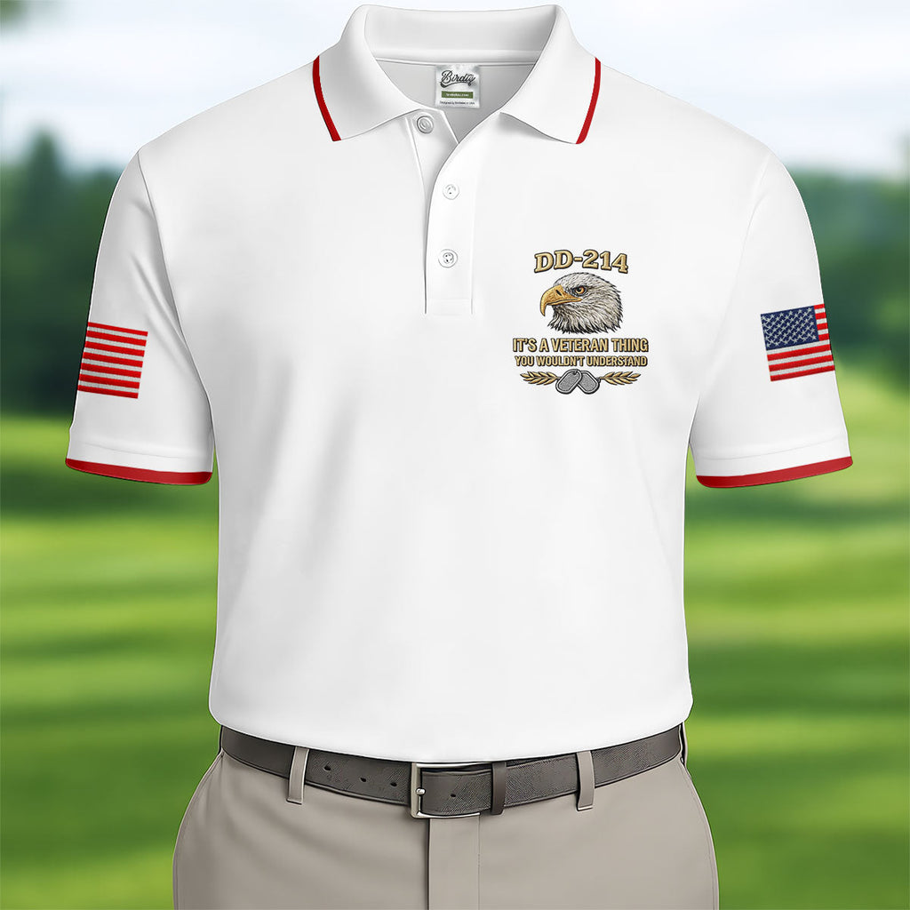 DD 214 Veteran Memorial Patriotic 4th Of July Golf Shirt, 250 Years Polo Shirts For Men