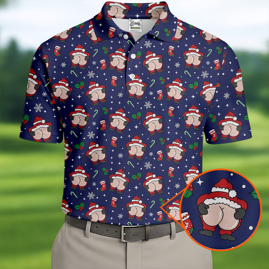 Funny Santa Christmas Golf Tops For Men, Christmas Golf Shirt, Polo Shirts For Men, Golfing Apparel