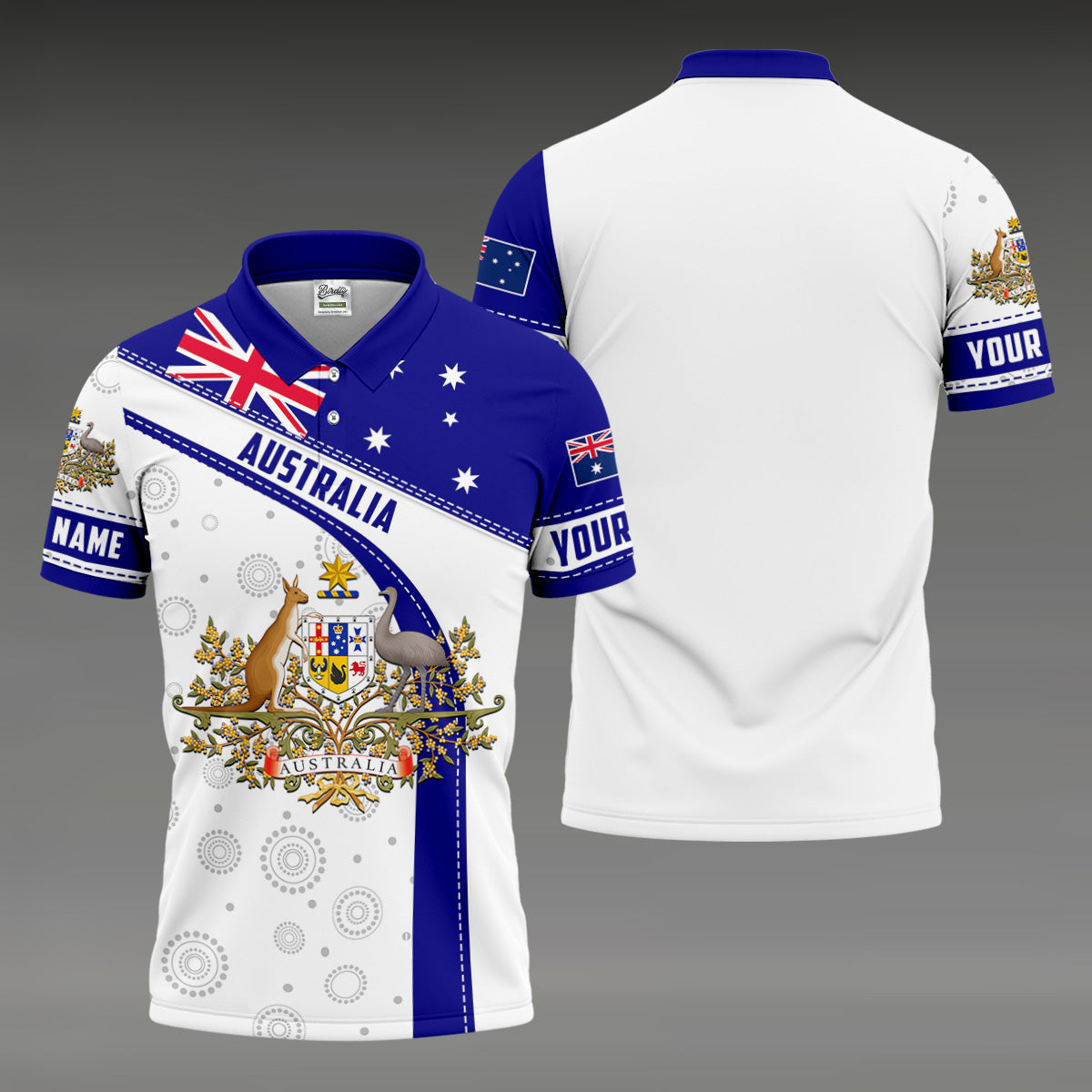 Australian Coat Of Arms Golf Tops For Men, Australia Flag Print Polo Shirts For Men