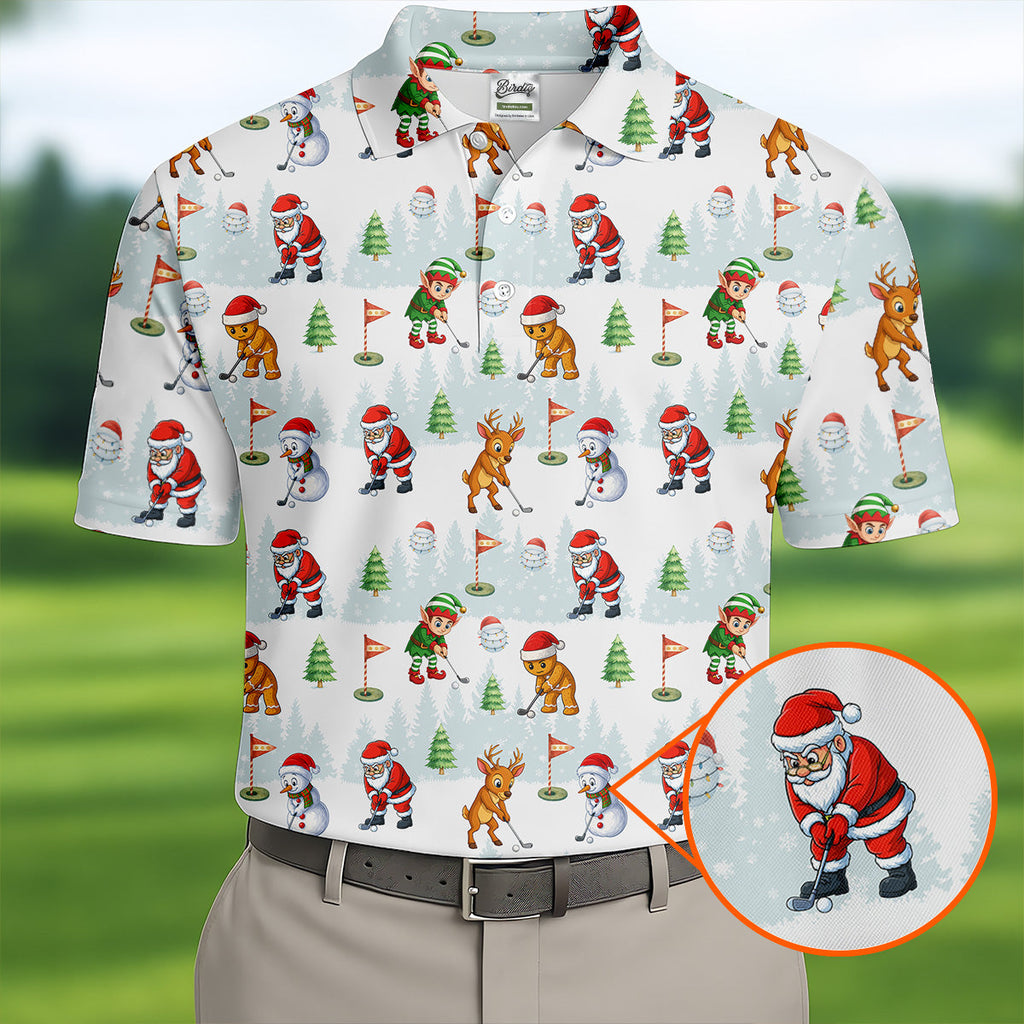 Classic Christmas Characters Golf Tops For Men, Cute Golf Outfit, Fun Golf Shirts For Men, Christmas Golf Shirt