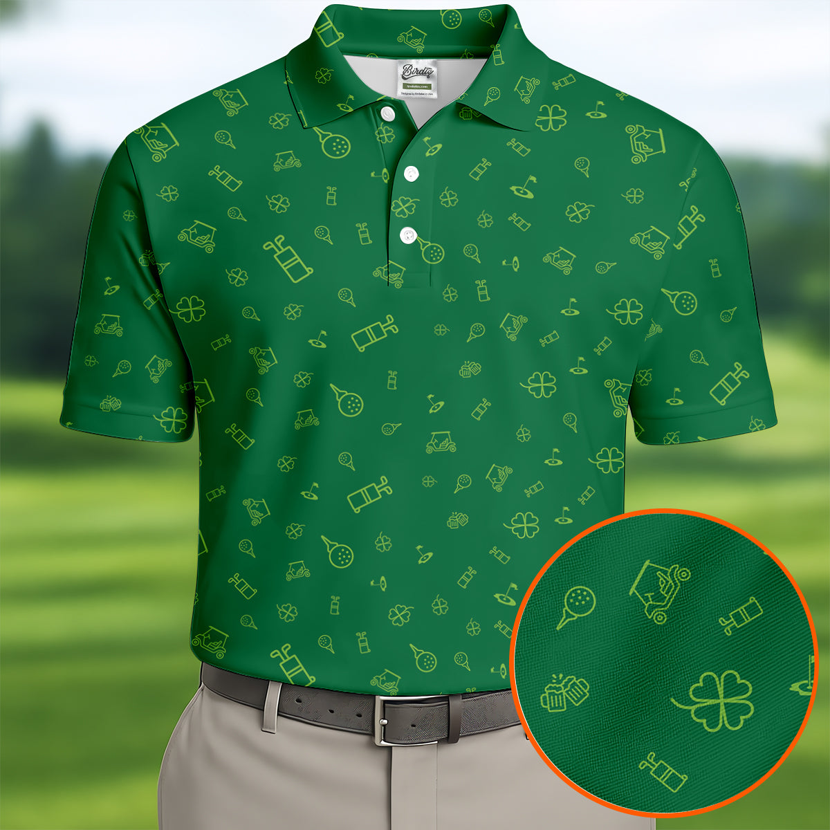 Golf And Beer Lucky Four Leaf Clover St Patrick's Day Green Golf Tops For Men, Golf Gift For Men