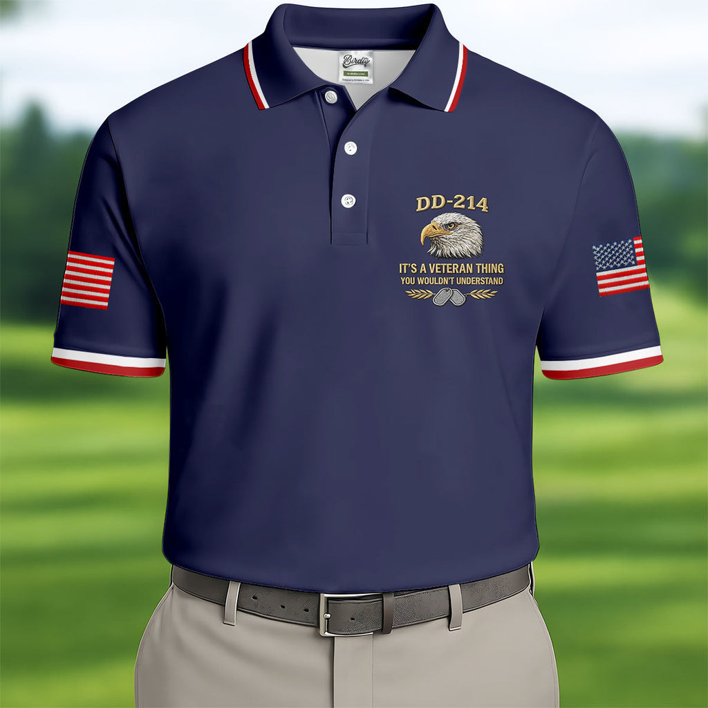 DD 214 Veteran Memorial Patriotic 4th Of July Golf Shirt, 250 Years Polo Shirts For Men
