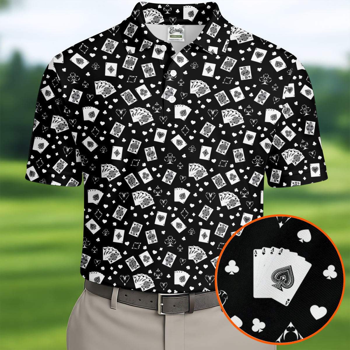 Casino Cards Black Golf Shirt, Golf Tops For Men, Men's Funny Golf Shirts, Golf Shirts For Men