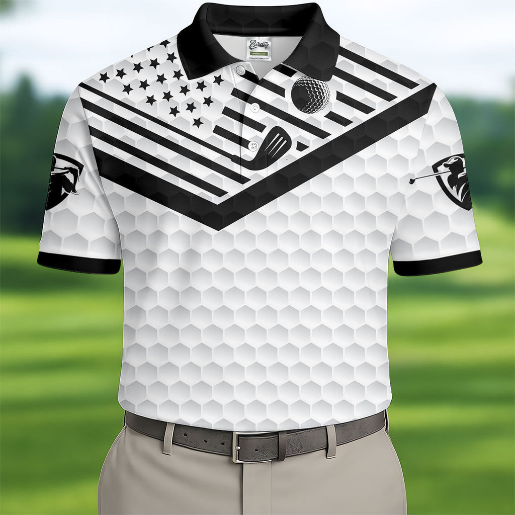 Best Dad By Par US Flag Pattern Father's Day Golf Shirt, Golf Gift For Dad, Personalized Gifts For Dad