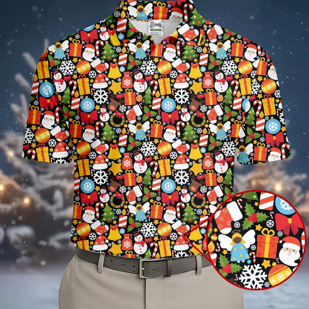 Festive Christmas Golf Tops For Men, Christmas Golf Shirt, Polo Shirts For Men, Golf Gift For Men