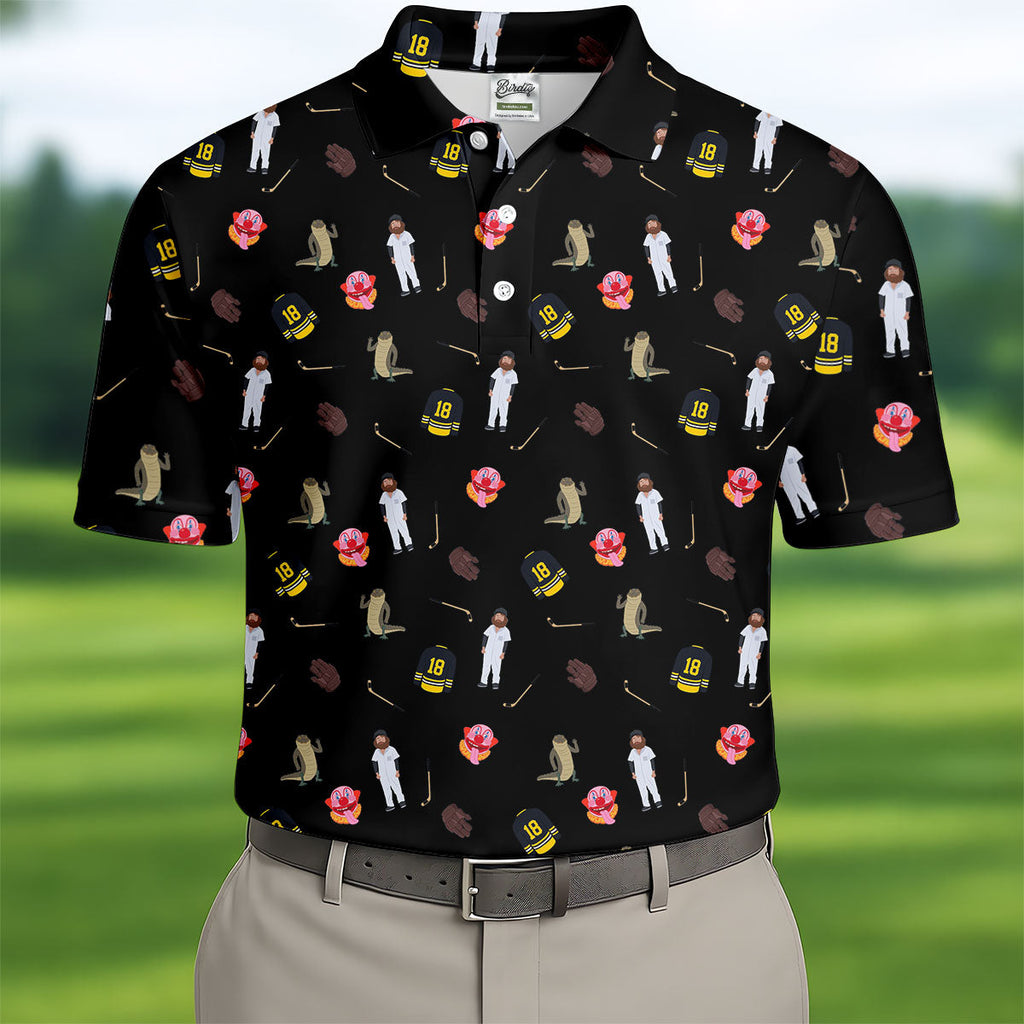 Sport Movie Character Funny Aligator Clown Head Black Golf Shirt, Men's Funny Golf Shirts, Golf Shirts For Men