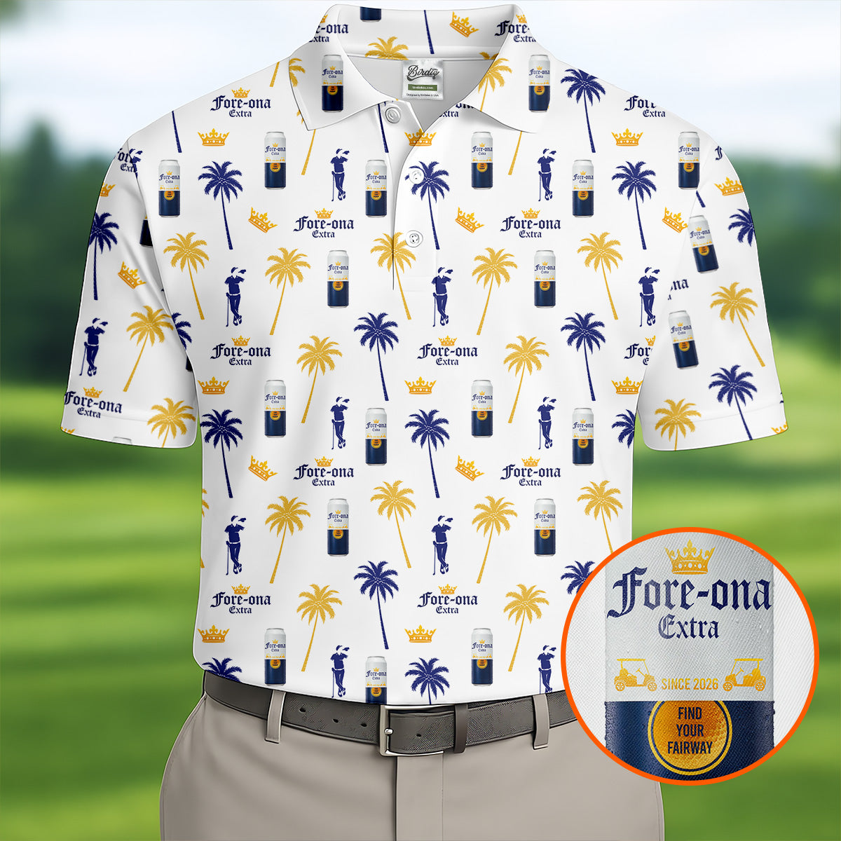 Fore-ona Extra Find Your Fairway Golfer Drinking Men's Funny Golf Shirts, Golf Shirts For Men