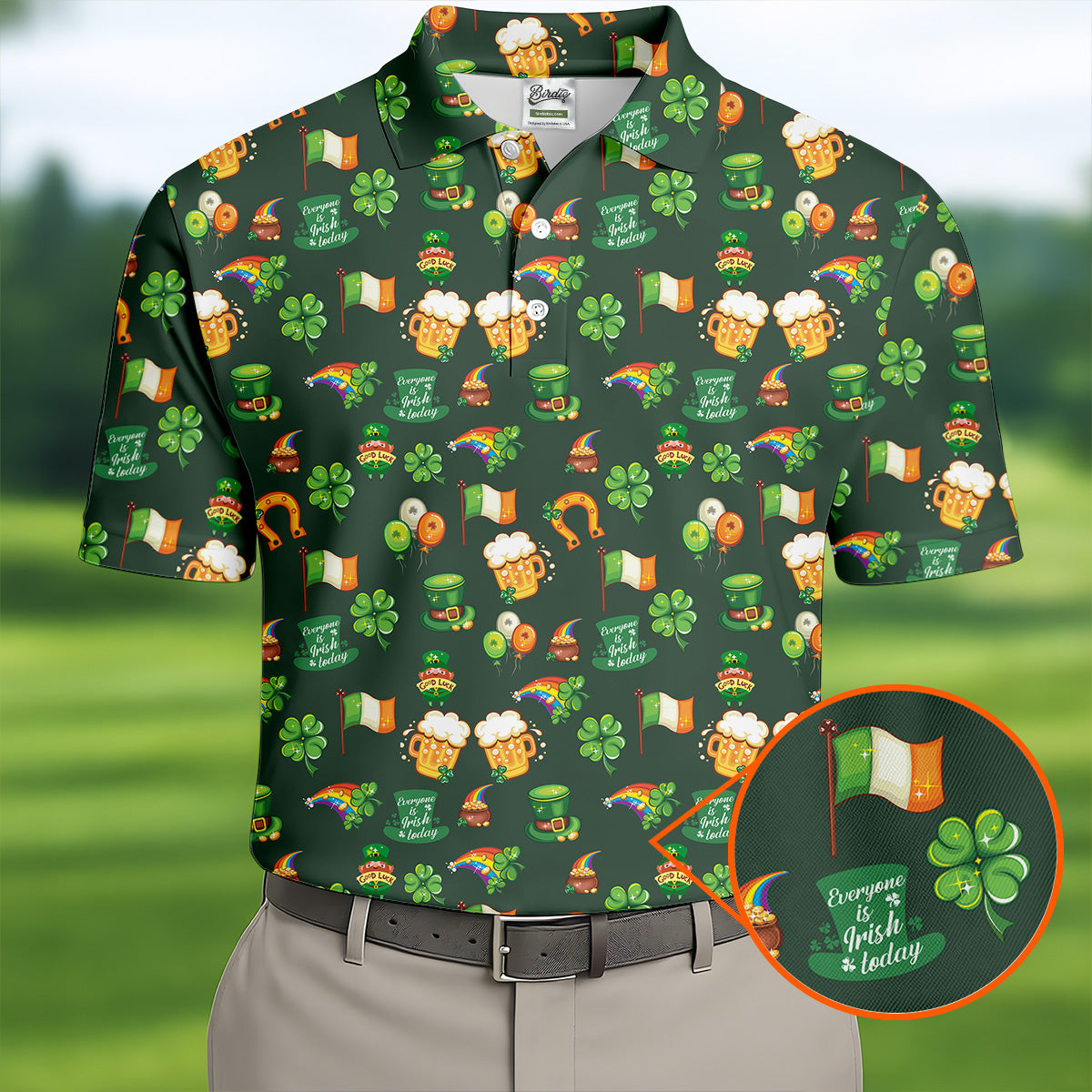 Everyone Is Irish Today Shamrock St Patrick's Day Dark Green Golf Shirt, Polo Shirts For Men, Golf Shirts For Men