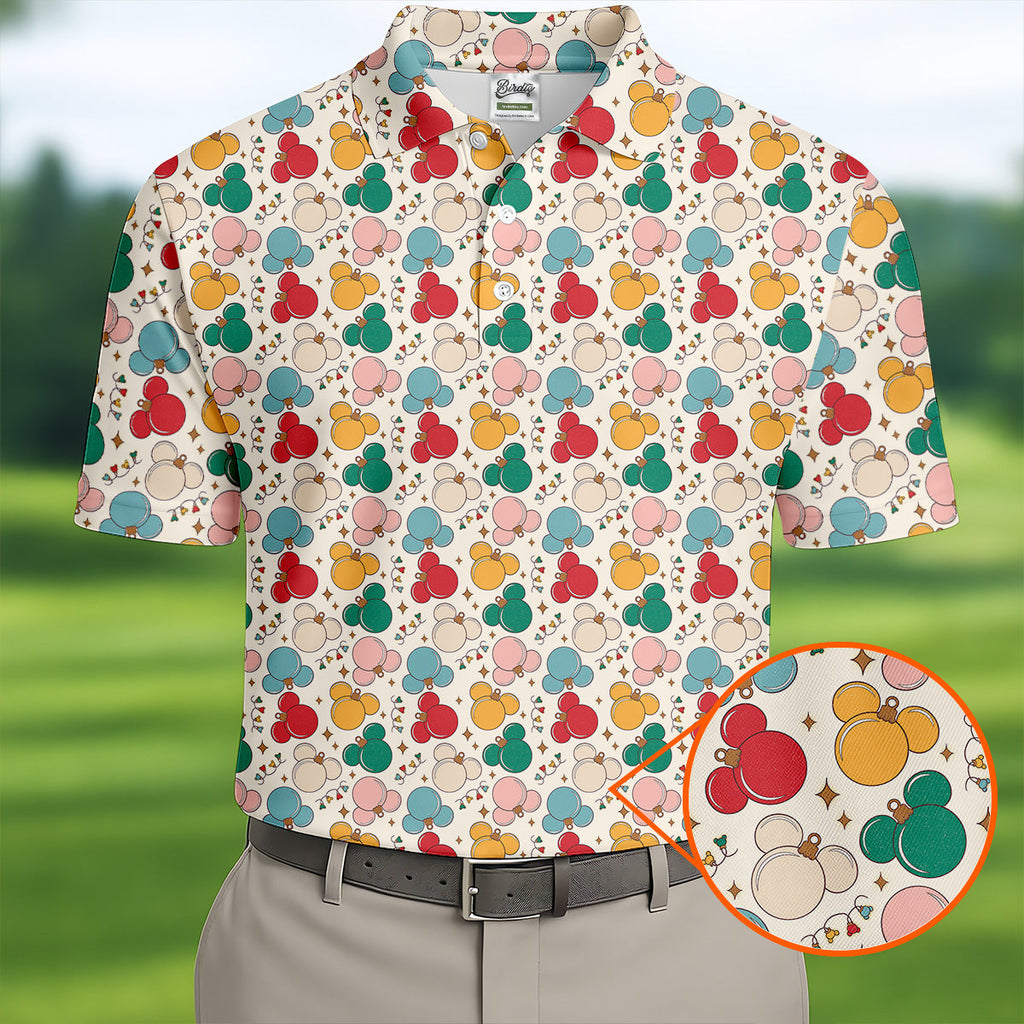 Colorful Christmas Fun Men's Golf Polos, Gifts For Golf Lovers, Polo Shirts For Men, Christmas Golf Shirt