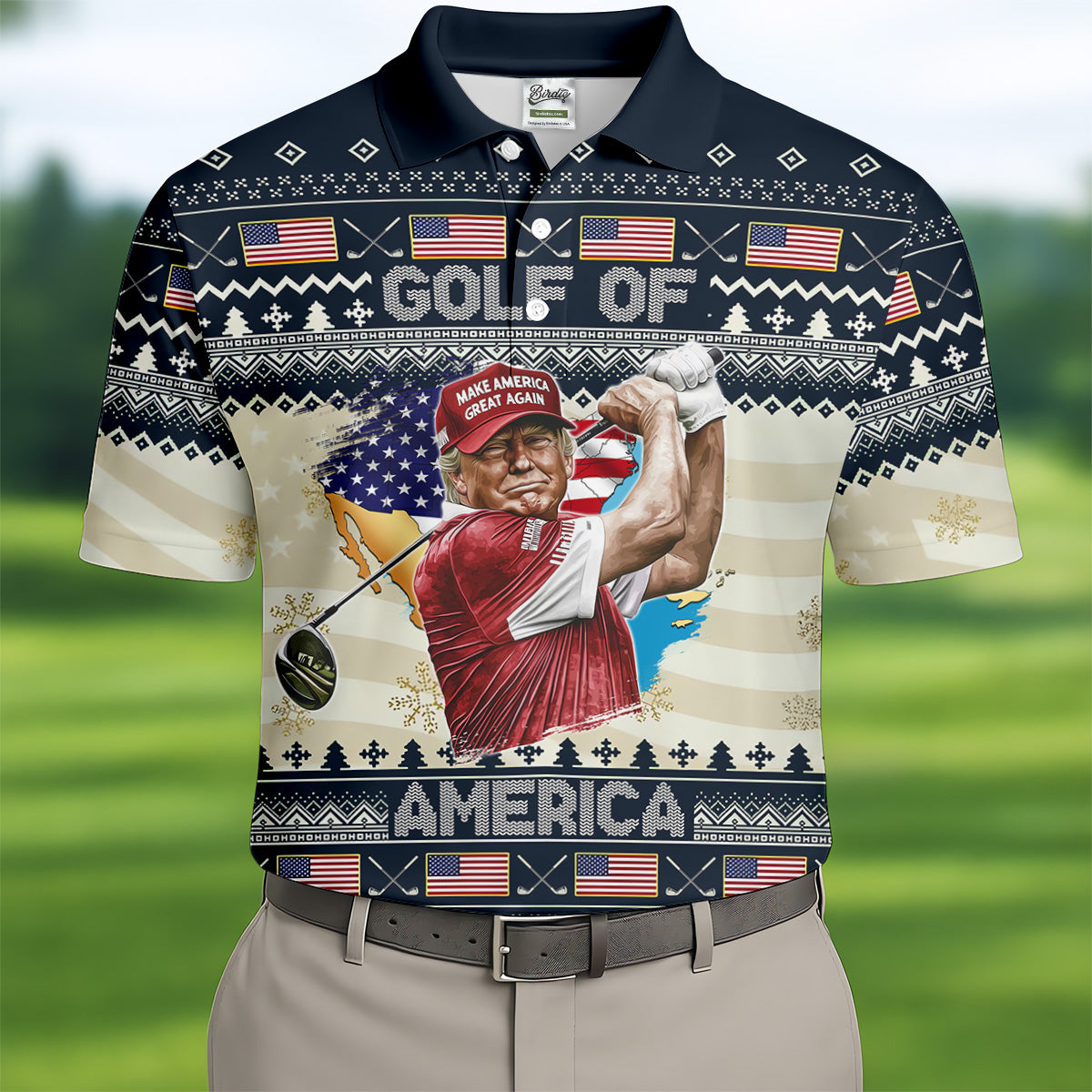 Trump Golf Of America Christmas Golf Shirt Men's Golf Polo Shirt, Funny Golf Shirt, Dad Golf Gift
