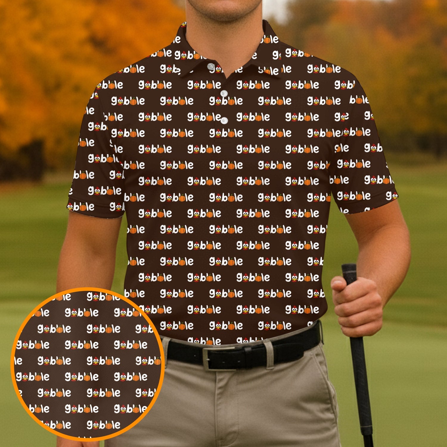 Gobble Turkey Thanksgiving Holiday Fun Golf Shirts For Men, Polo Shirts For Men, Golf Gift For Men